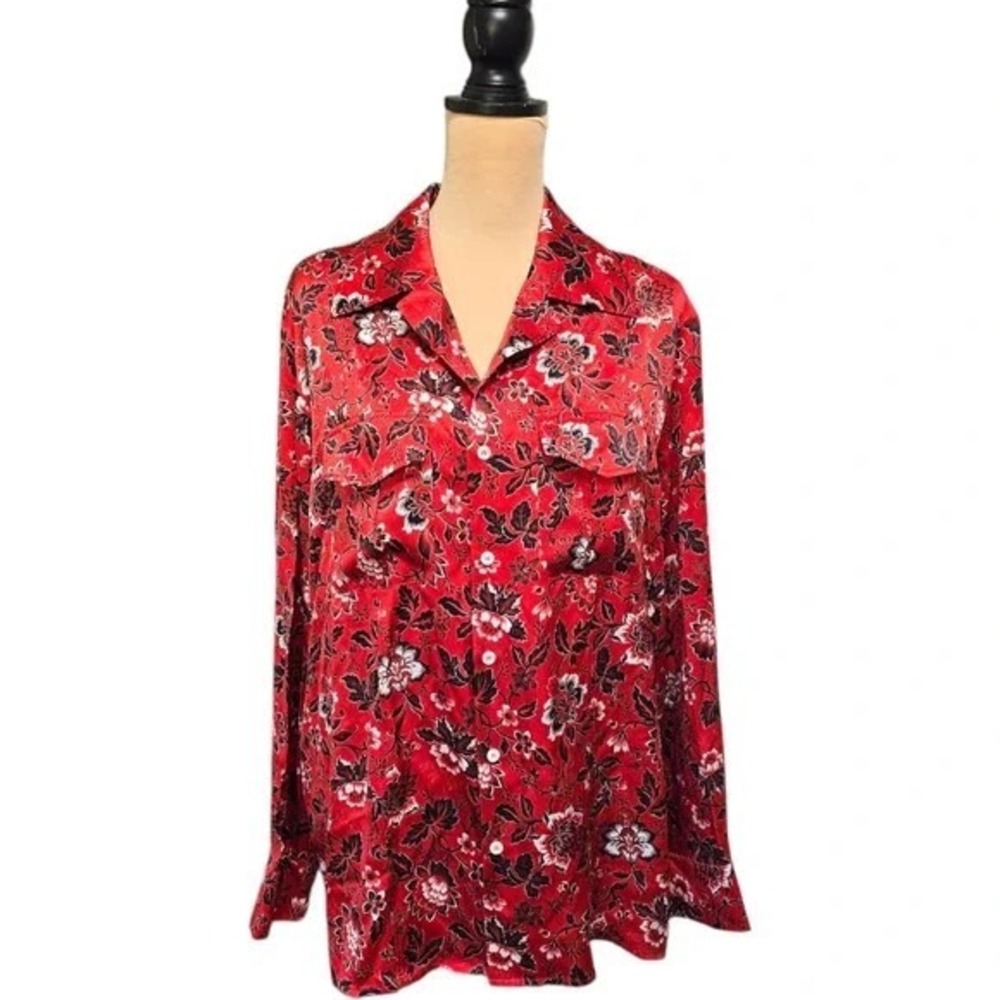 Tell Your Friends Silk Western Shirt Red Rousseau Size Small